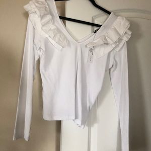 DREW ruffled shoulder top